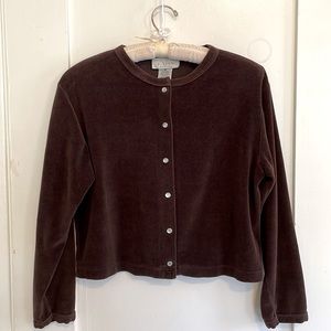 Chocolate colored fuzzy J. Jill Petite cardigan/jacket size SP